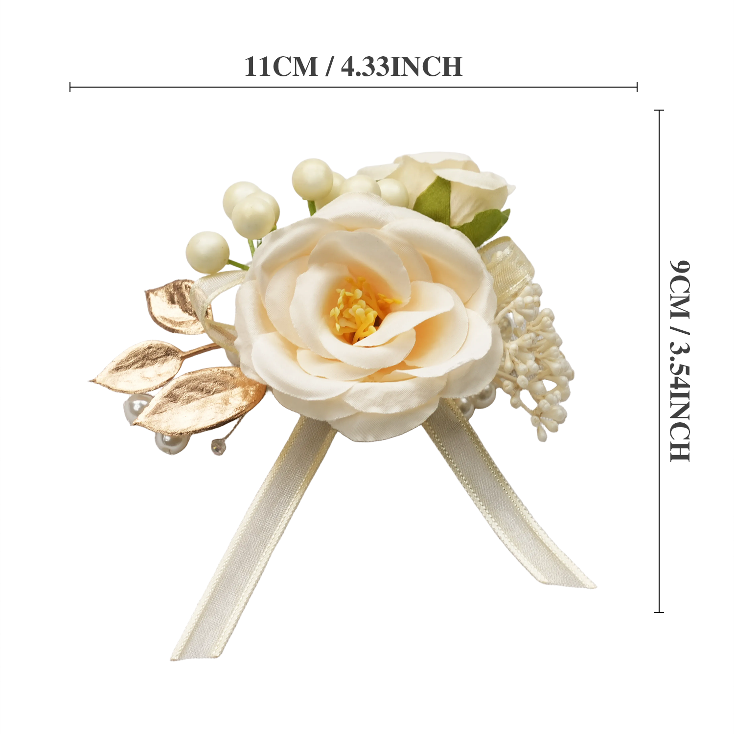 Uflower Champagne Series Bride Bouquet Wrist Corsage Groom Boutonniere Wedding Event Supplies